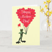 Romantische kikker moederdag kaart (Gele Bloem)