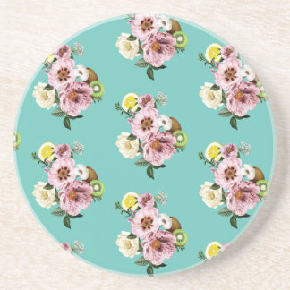 Romantische kiwi-, citroen- en pony-patroon zandsteen onderzetter