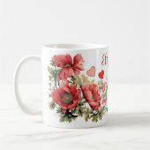 Romantische  Klaprozen en Harten Koffiemok (Links)