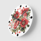 Romantische Klaprozen en Harten Ronde Klok (Hoek)