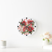 Romantische Klaprozen en Harten Ronde Klok (Huis)