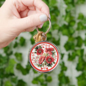 Romantische  Klaprozen en Harten Sleutelhanger (Hand)