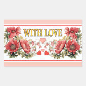 Romantische Klaprozen en Harten Sticker (Voorkant)