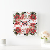 Romantische  Klaprozen en Harten Vierkante Klok (Huis)