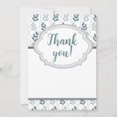 Romantische Klasse Blauw & Grijs Bloemmotief Bedankkaart (Voorkant)