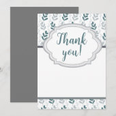 Romantische Klasse Blauw & Grijs Bloemmotief Bedankkaart (Voorkant / Achterkant)