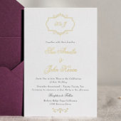 romantische klassieke echte goudmonogram bruiloft folie uitnodiging