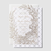 Romantische klassieke gouden bloemenkrans bruiloft vellum uitnodigingen (Offset (Uitnodiging))