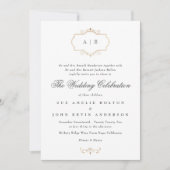 romantische klassieke gouden kam monogram Foto bru Kaart (Voorkant)