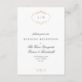 romantische klassieke gouden monogram bruiloft informatiekaartje (Voorkant)