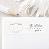 romantische klassieke goudmonogram bruiloft etiket (Insitu)