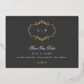 romantische klassieke goudmonogram bruiloft folie uitnodiging (Voorkant)