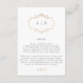 romantische klassieke goudmonogram bruiloft informatiekaartje (Voorkant)