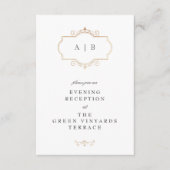 romantische klassieke goudmonogram bruiloft informatiekaartje (Voorkant)