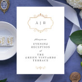 romantische klassieke goudmonogram bruiloft informatiekaartje