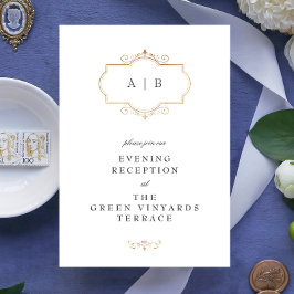 romantische klassieke goudmonogram bruiloft informatiekaartje