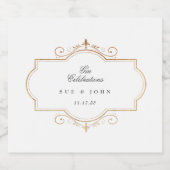 romantische klassieke goudmonogram bruiloft likeurfles etiket (Enkel label)