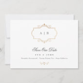 romantische klassieke goudmonogram bruiloft save the date (Voorkant)