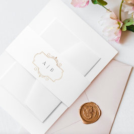romantische klassieke goudmonogram bruiloft uitnodigingen wikkel
