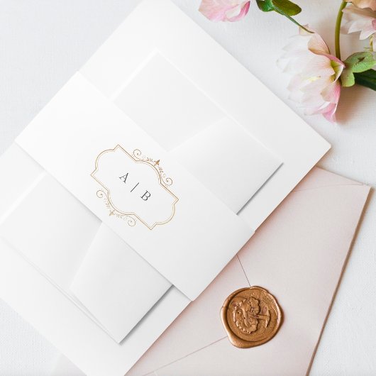 romantische klassieke goudmonogram bruiloft uitnodigingen wikkel