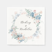 Romantische klassieke kalligrafie bloemenbruiloft servet (Voorkant)