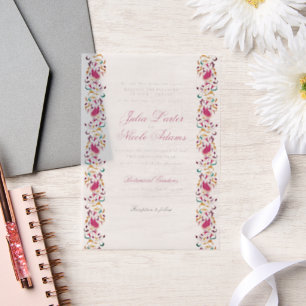 Romantische Klassieke Parel Zwaan Bloemrijke Lijst Vellum Uitnodigingen