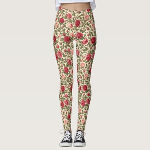 Romantische Klassieke Roos Wijnstok Kunst Leggings