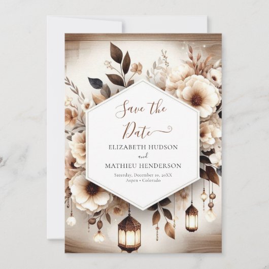 Romantische klassieke rustieke bruiloft save the date (Voorkant)