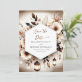 Romantische klassieke rustieke bruiloft save the date (Staand voorkant)