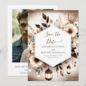 Romantische klassieke rustieke bruiloft save the date (Voorkant / Achterkant)