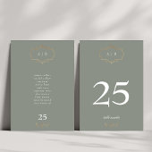 romantische klassieke salie groen goud monogram br kaart