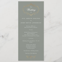 romantische klassieke salie groen goud monogram br programmakaart