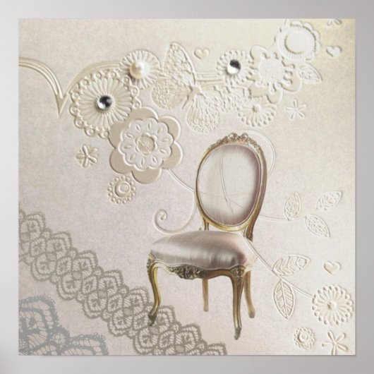 romantische kleine kroonluchter Rococo-stoel parij Poster (Voorkant)