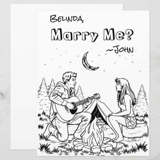 Romantische kleurplaat | Trouwen met mij? (Voorkant / Achterkant)