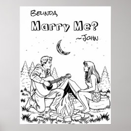 Romantische kleurplaat | Trouwen met mij? Poster