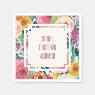 Romantische kleurrijke bloemen servetten