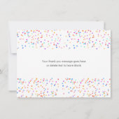 Romantische kleurrijke regenboog Confetti Bedankkaart (Achterkant)