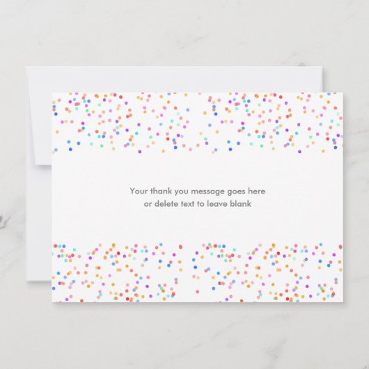 Romantische kleurrijke regenboog Confetti Bedankkaart (Achterkant)