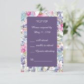 romantische kleurrijke wilde bloem groen bruiloft  RSVP kaartje (Staand voorkant)