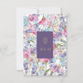 romantische kleurrijke wilde bloem groen bruiloft  RSVP kaartje (Achterkant)
