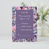 romantische kleurrijke wilde bloem groen bruiloft RSVP kaartje (Staand voorkant)