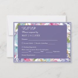 romantische kleurrijke wildflower groen bruiloft RSVP kaartje