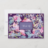 romantische kleurrijke wildflower groen bruiloft RSVP kaartje (Achterkant)