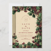 Romantische klimop- en besbruiloft save the date (Voorkant)