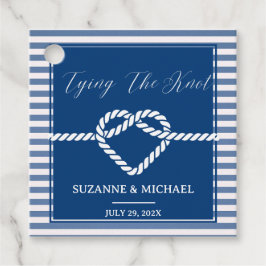 Romantische Knoop Nautische Marine Blauwe Strepen  Bedankjes Labels
