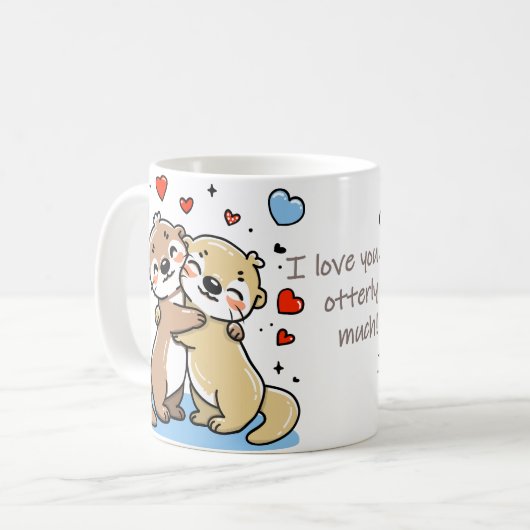 Romantische knuffelotters Mok (Voorkant links)