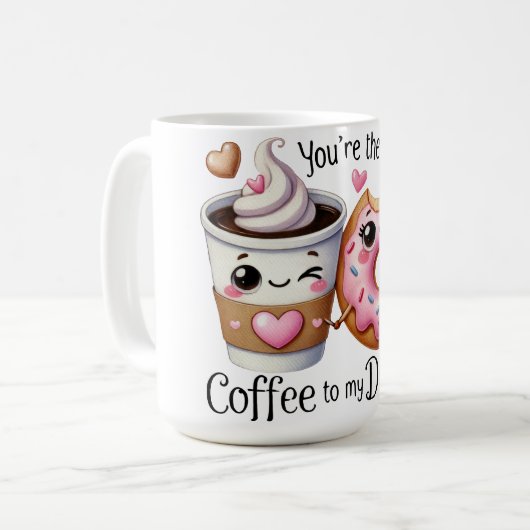 Romantische koffie en donut Mok (Voorkant links)