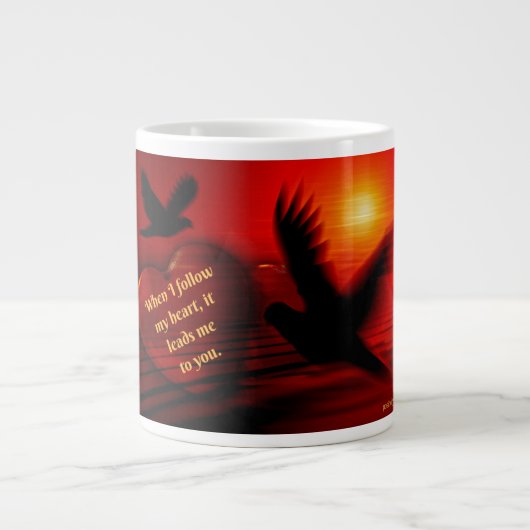 Romantische koffie-Mok met je hartcitaat volgen Grote Koffiekop (Voorkant)