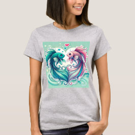 Romantische Koi Fish Heart Design T-shirt