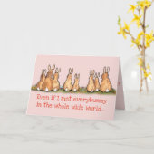 Romantische konijn roze Valentijnsdag Kaart (Gele Bloem)